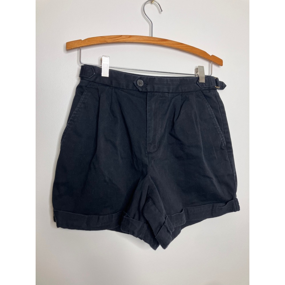 Banana Republic Pleated Shorts Womens 4P Black Excellent Cotton Twill Cuffed